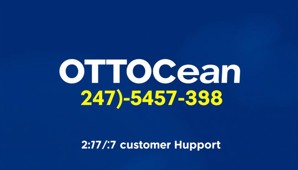 Generate an image of the OTTOcean logo with a 24/7 customer support hotline number displayed prominently.