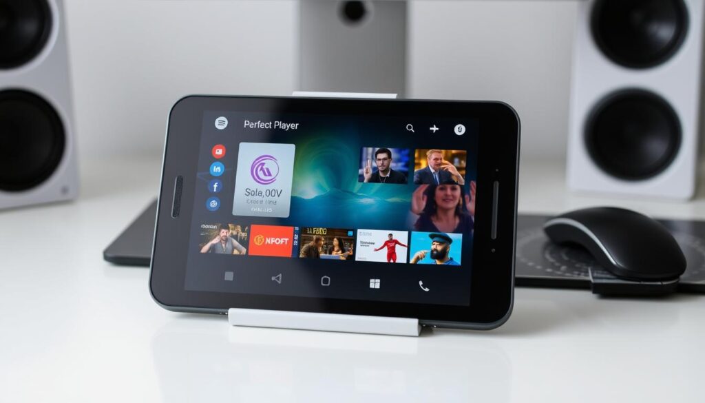 Generate an image of the Perfect Player IPTV interface on an Android device