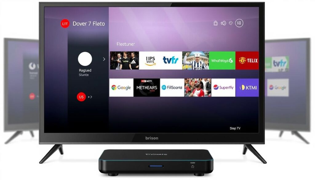 Generate an image of the TiviMate IPTV Player interface on an Android TV device.