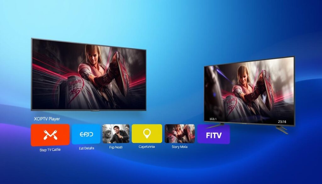 Generate an image of the XCIPTV Player interface showcasing its stylish design Generate an image of the XCIPTV Player interface showcasing its stylish design