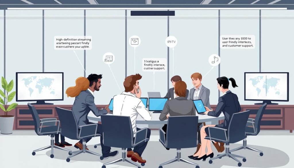 Generate an image representing IPTV solution chat benefits