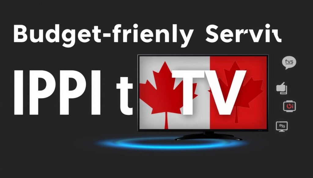 Generate an image representing budget-friendly IPTV services with a Canadian flag.