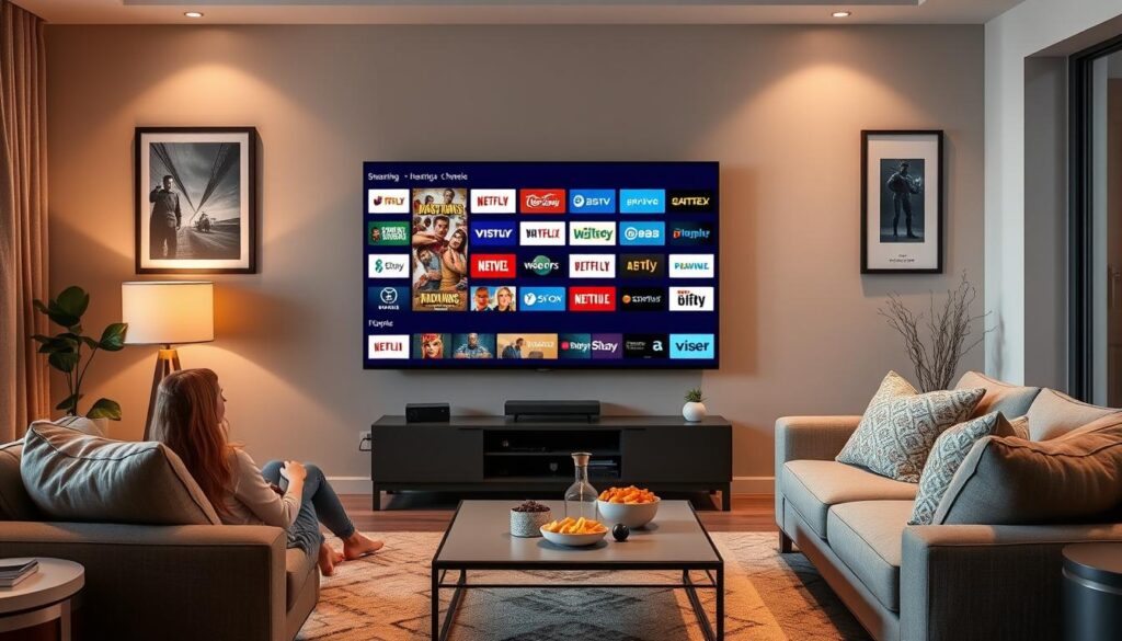 Generate an image representing high-quality streaming with a variety of channels