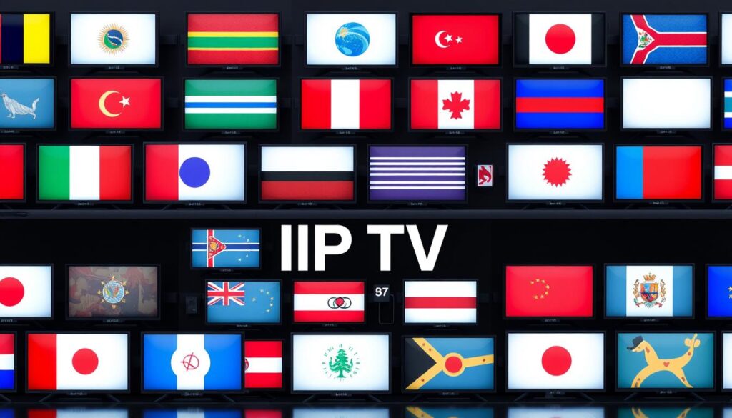 Generate an image representing international channels on IPTV
