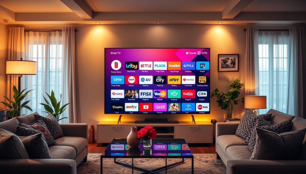 Image of a Smart TV displaying IPTV content