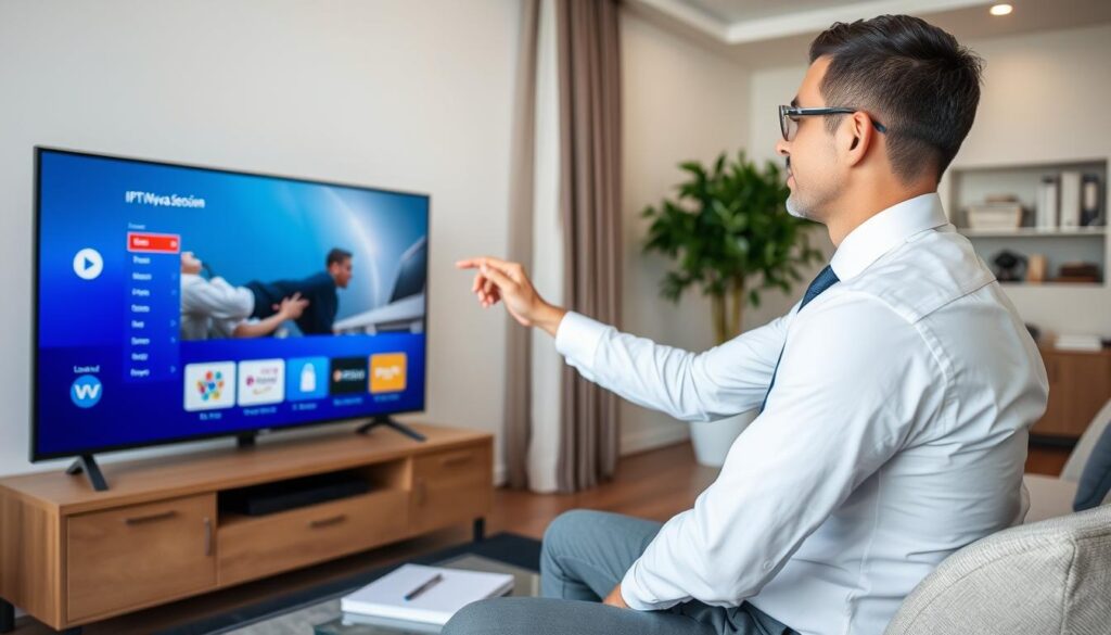 Image of a person setting up IPTV Nova on a smart TV