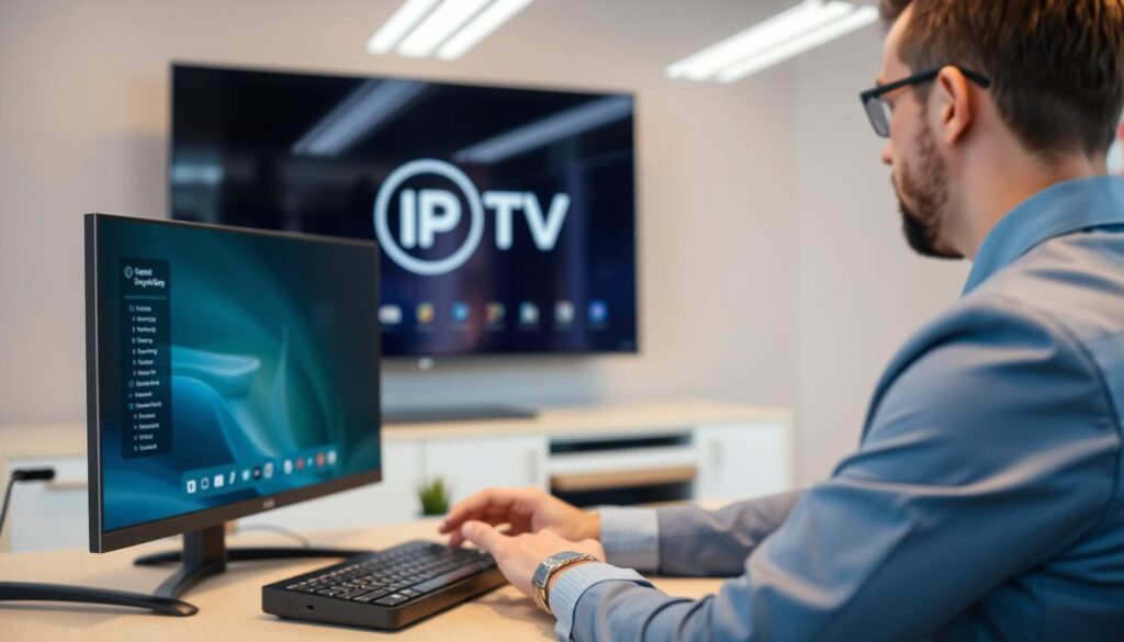 Image of a person setting up an IPTV service on their device