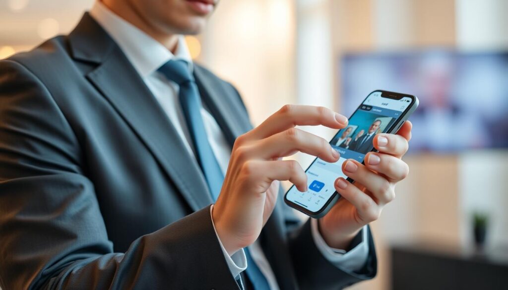 Image of a person using an IPTV app on a smartphone