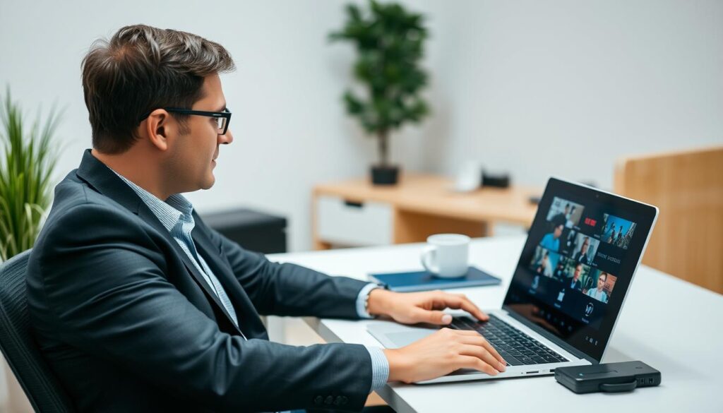 Image of a person watching IPTV on a laptop