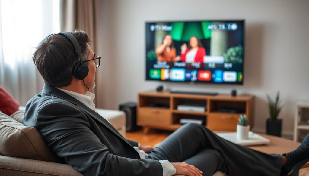 Image of a person watching their favorite show on IPTV Plus while offline