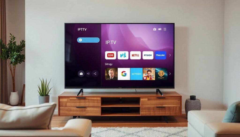 Image of a smart TV with IPTV app installed Image of a smart TV with IPTV app installed