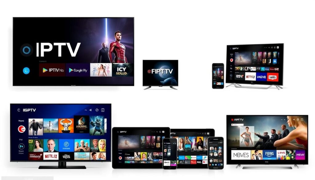 Image of various IPTV providers on different devices