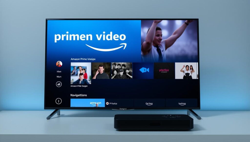 Generate an image of Amazon Prime Video interface on an IPTV device.