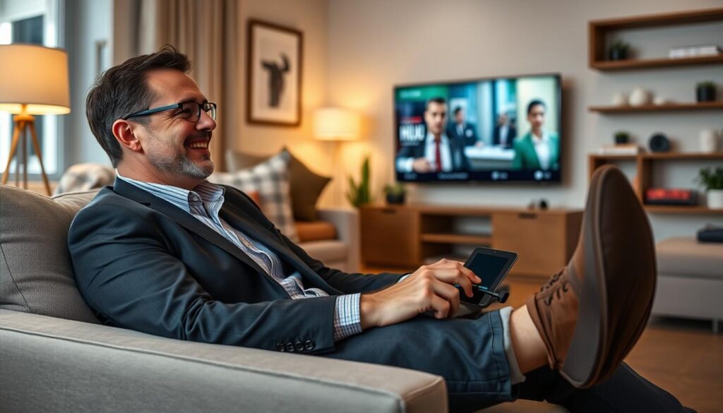 Generate an image of Hulu streaming on an IPTV-compatible device.