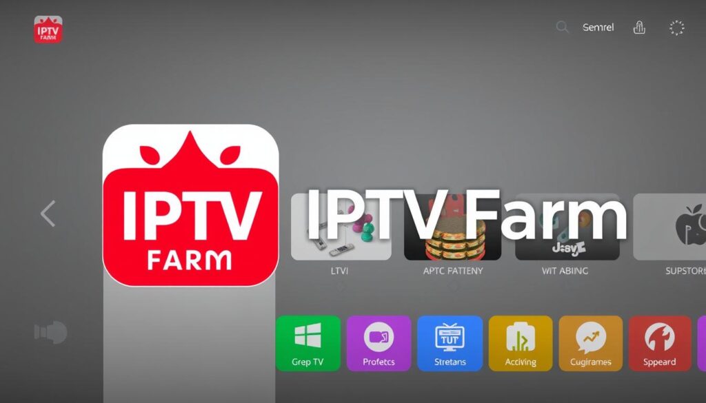 Generate an image of IPTV Farm's logo and main interface