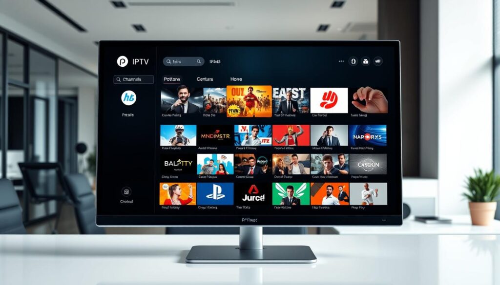 Generate an image of Perfect Player interface handling multiple IPTV channels on a PC