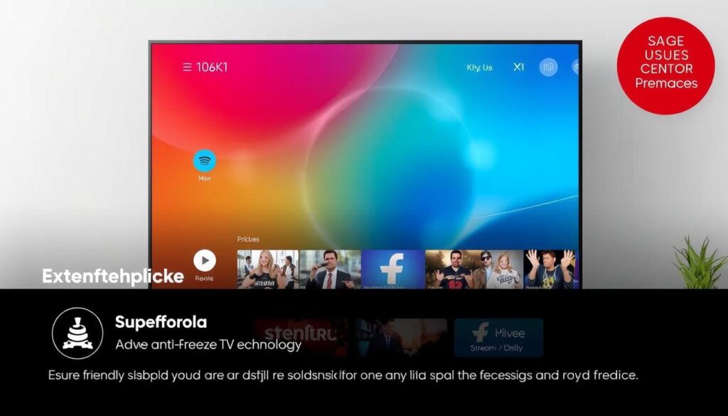 Generate an image of Royal Stream TV's interface, showcasing its anti-freeze technology and user-friendly design. Generate an image of Royal Stream TV's interface, showcasing its anti-freeze technology and user-friendly design.