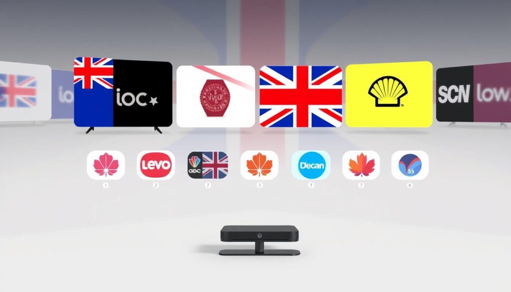 Generate an image of a British IPTV interface showing UK channels. Generate an image of a British IPTV interface showing UK channels.