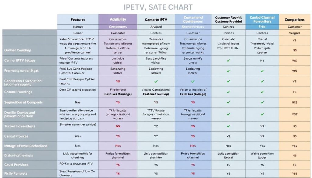 Generate an image of a Canadian IPTV service provider comparison chart