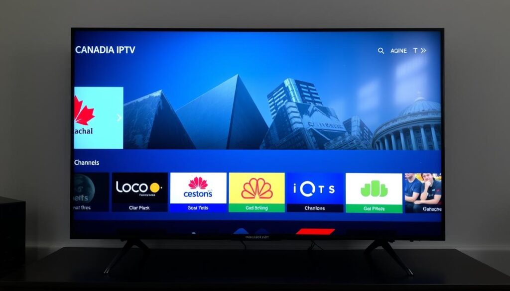 Generate an image of a Canadian TV screen displaying various IPTV channels.