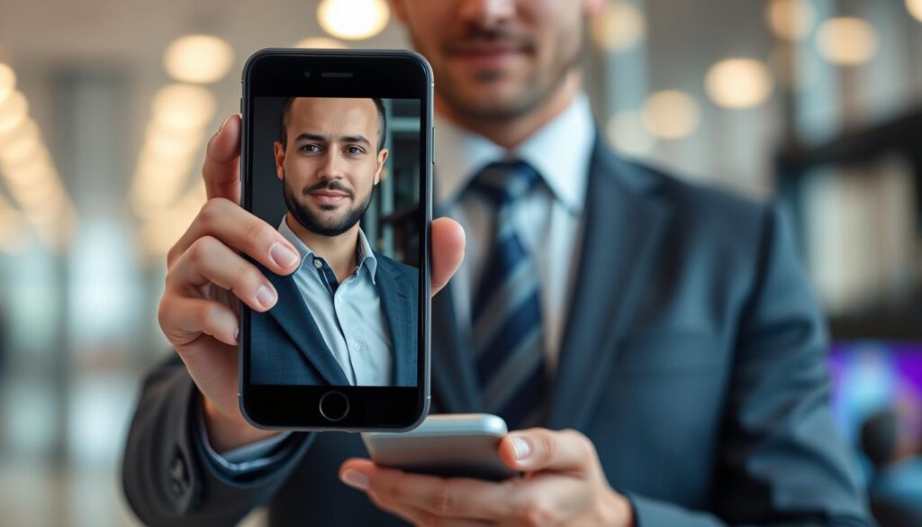 Generate an image of a person accessing IPTV Geeks on a smartphone.