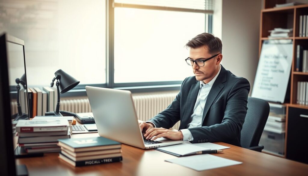 Generate an image of a person researching IPTV providers on a laptop