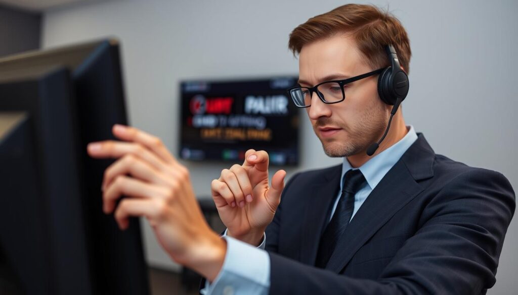 Generate an image of a person troubleshooting Hot Player IPTV on their device.