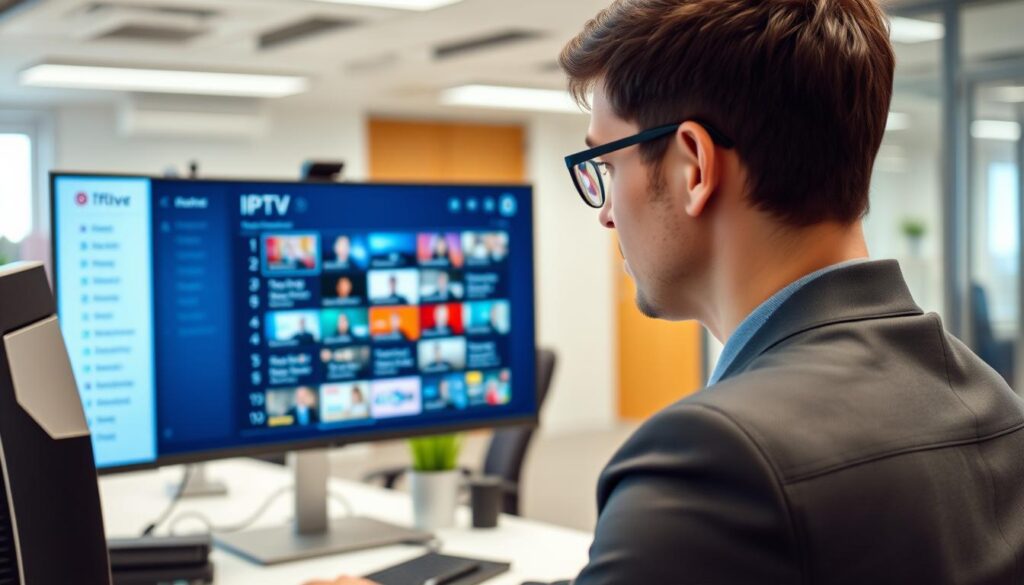 Generate an image of a user managing IPTV playlists on their device