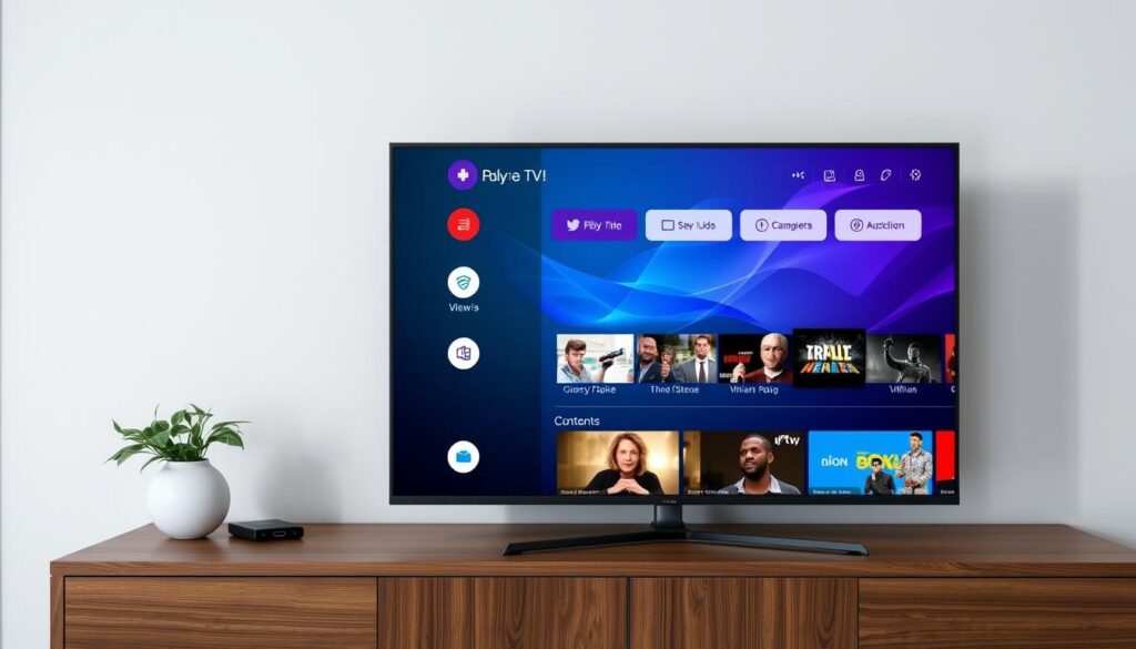 Generate an image of the IPTV Extreme Pro app interface on a modern smart TV.