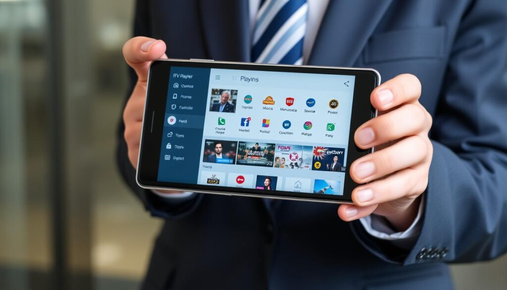 Generate an image of the IPTV Player Pro app interface on an Android device. Generate an image of the IPTV Player Pro app interface on an Android device.