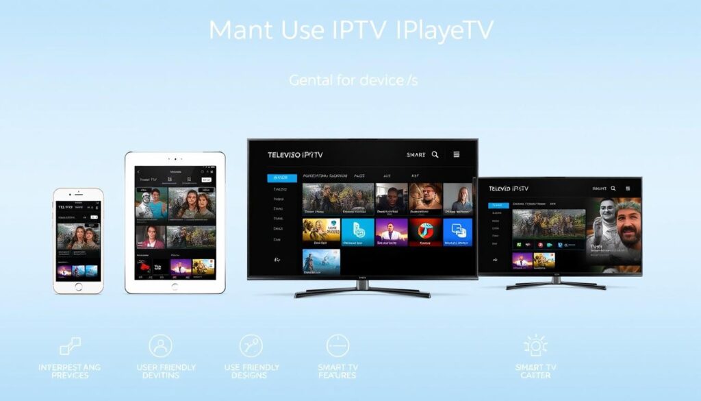 Generate an image of the Televizo IPTV Player interface on multiple devices. Generate an image of the Televizo IPTV Player interface on multiple devices.