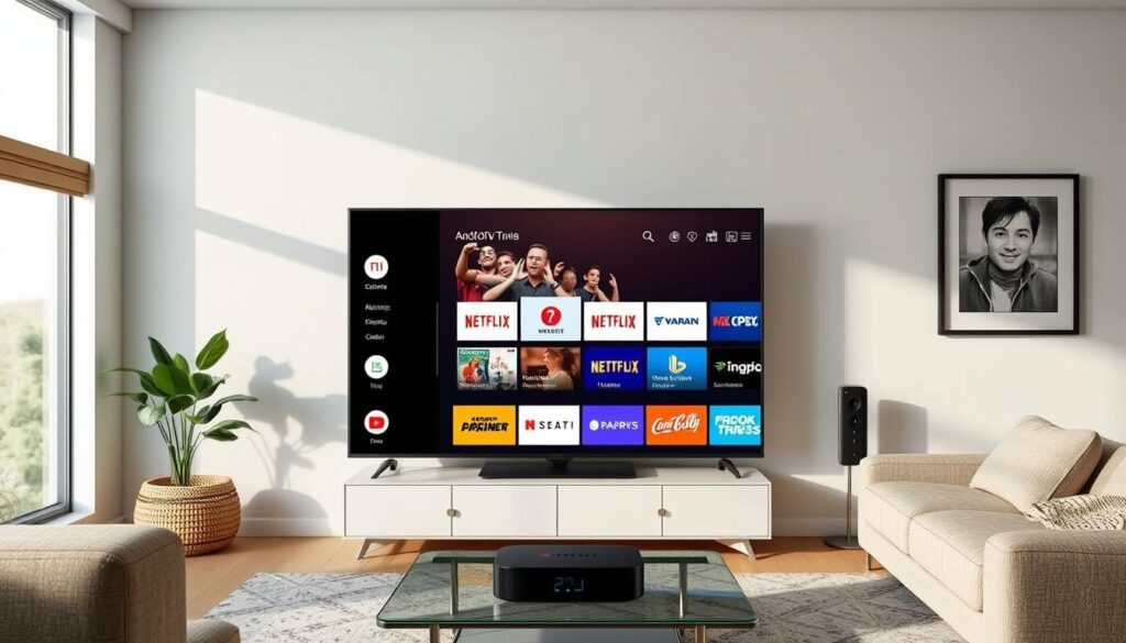 Generate an image of the TiviMate IPTV Player interface on an Android TV box.