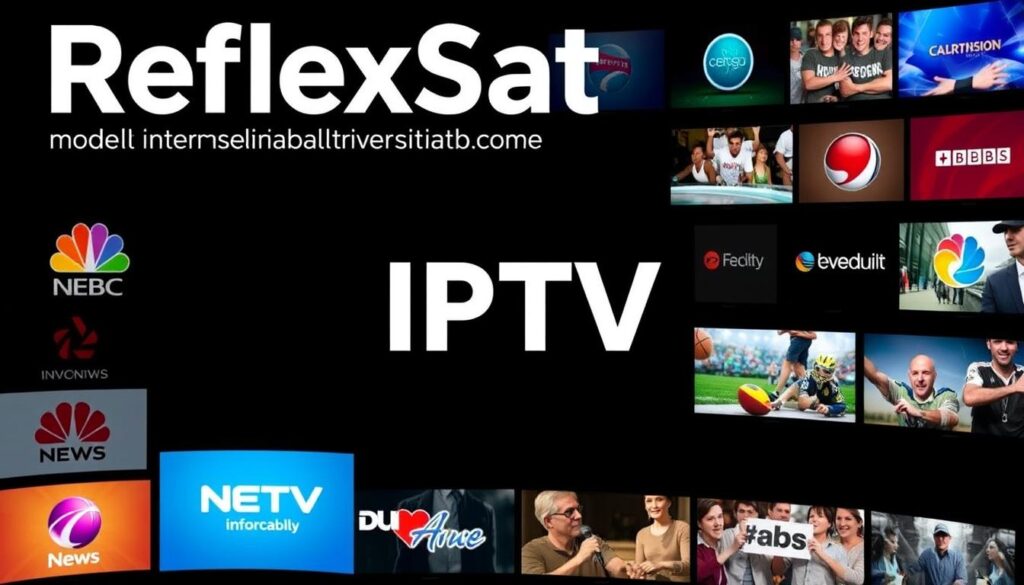 Generate an image representing ReflexSat IPTV's affordability and diverse content offerings, such as a collage of different international channels. Generate an image representing ReflexSat IPTV's affordability and diverse content offerings, such as a collage of different international channels.