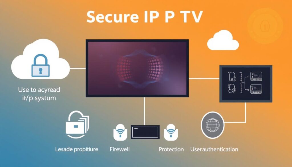 Generate an image representing a secure IPTV system with robust security features.
