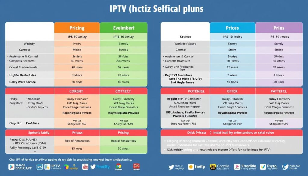 Generate an image representing various IPTV India pricing plans