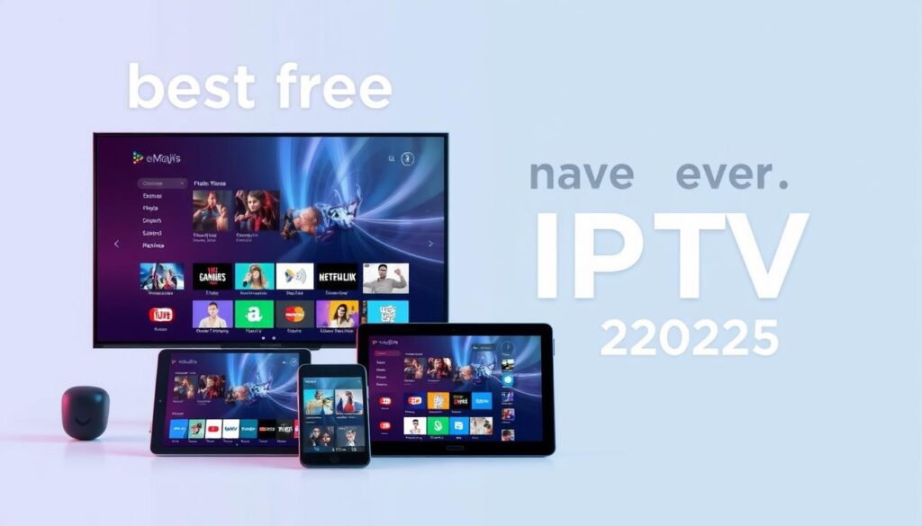 Image generation prompt for "best free iptv playlist 2025"