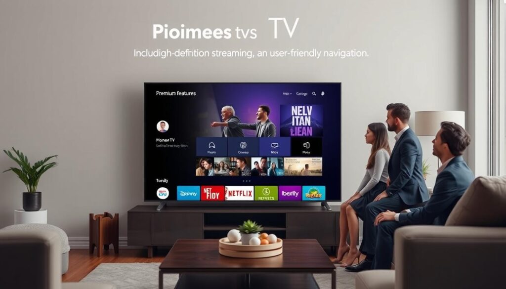 Image of Pioneers TV interface showcasing its premium features