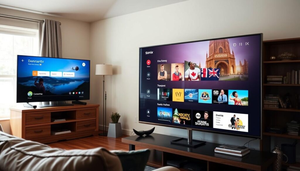 Image of Sonix IPTV interface on a Canadian TV screen