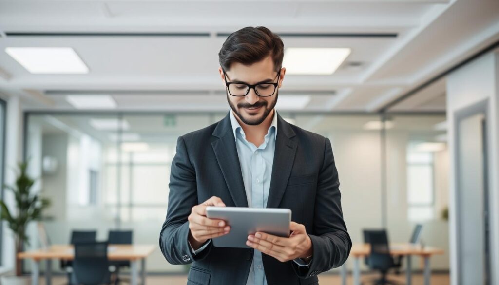 Image of a person choosing a subscription plan on a device