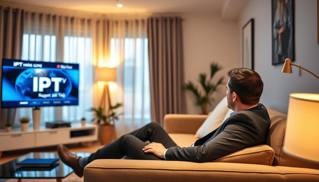 Image of a person using an IPTV service on their TV