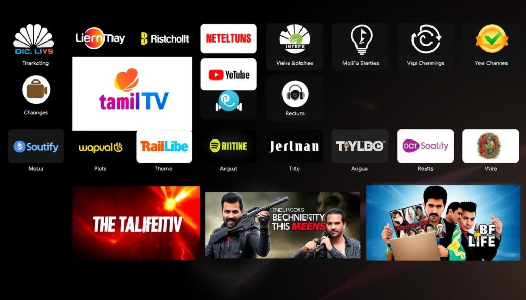 Generate an image representing Tamil IPTV's channel offerings. Generate an image representing Tamil IPTV's channel offerings.