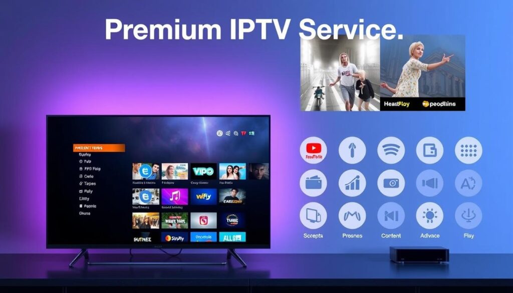 Generate an image representing premium IPTV services with high-definition content and advanced features.